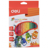 Цветные карандаши Deli "Color Emotion" 36цв, трехгранные, деревянные, картонная упаковка, европодвес