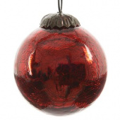Стеклянный елочный шар Decoris 7,5 см, винтажный, красный, состаренный