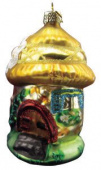 Стеклянное елочное украшение "Гриб-домик" 8,5 см, подвеска, в подарочной упаковке