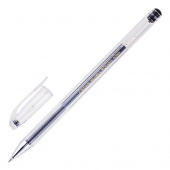 Ручка гелевая Crown "Hi-Jell" 0,5 мм, черная, рифленый грип, металлический наконечник