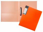 Папка на 2-х кольцах пластиковая А4 Hatber "DIAMOND NEON" оранжевая, D-16 мм, толщина пластика 0,7 мм, внутренний/торцевой карманы