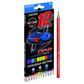 Цветные карандаши deVENTE "Racing" 12 цветов, шестигранные, деревянные, картонная коробка, европодвес