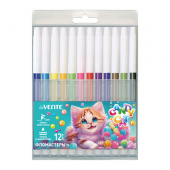 Фломастеры deVente "Candy Cat" 12 цветов, круглые, пластиковый блистер, европодвес