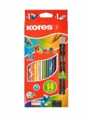 Цветные карандаши Kores "Kolores" 12 цветов+2 ч/гр, трехгранные