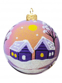 Стеклянный елочный шар "Зимнее солнце" 8 см, подвеска, в подарочной упаковке