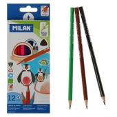 Цветные карандаши MILAN "231" 12 цветов, трехгранные