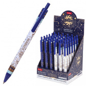 Ручка шариковая автоматическая Hatber "SUPERNOVA" 0,7 мм, синяя, чернила на масляной основе, непрозрачный пластиковый корпус