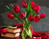 Картина по номерам 40х50 см "Букет красных тюльпанов"