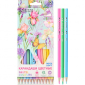 Цветные карандаши deVENTE "Trio Mega Soft Pastel" 12 цветов, трехгранные, натур. дерево, картонная коробка