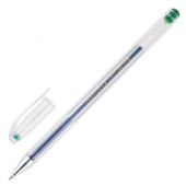 Ручка гелевая Crown "Hi-Jell" 0,5 мм, зеленая, рифленый грип, металлический наконечник