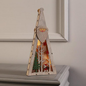 Фигура деревянная светящаяся "Елка. Дед Мороз" 29х13х3 см
