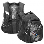 Рюкзак школьный Grizzly 26х38х20 см, темно-серый, 2 отделения