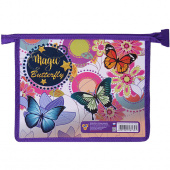 Папка для тетрадей А5 Пчелка "Magic butterfly" пластик, с дизайнерским рисунком, молния сверху