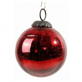 Стеклянный елочный шар Decoris 10 см, винтажный, красный, состаренный