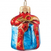 Стеклянное елочное украшение "Подарок" 6,5 см, подвеска, без упаковки