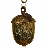 Стеклянная елочная игрушка Decoris "Желудь Теодоро" 11 см, винтажный, золотой, подвеска