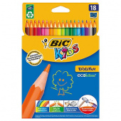 Цветные карандаши BiC "Kids Evolution" 18цв, шестигранные, пластиковые, картонная упаковка, европодвес