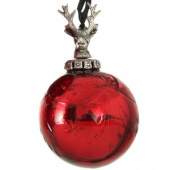 Стеклянный елочный шар Boltze "Ар Нуво - Олень" красный, 16х10 см, подвеска