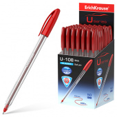 Ручка шариковая ErichKrause U-108 Classic Stick Ultra Glide, красная, 1,0 мм, трехгранная, прозрачный корпус