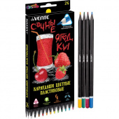 Цветные карандаши deVENTE "Juicy Black" 24 цвета, трехгранные, пластиковые, картонная коробка