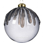 Стеклянный елочный шар Kaemingk "Ледяная Капель" 10 см серый мрамор
