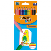 Цветные карандаши BiC "Kids Tropicolors" 12цветов, шестигранные, пластиковые, картонная упаковка, европодвес
