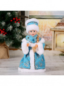 Игрушка под елочку "Снегурочка" 28 см, голубая, с кристаллом, двигается, на батарейках, в подарочной коробке