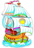 Плакат вырубной А3 "Корабль с парусами" с блестками,  уф-лак
