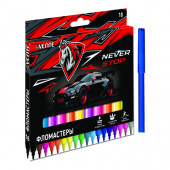 Фломастеры deVente "Never Stop" 18 цветов, круглые, вентилируемый колпачок, картонная упаковка, европодвес