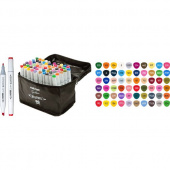 Набор маркеров для скетчинга deVENTE "Emotion" двухсторонние, 60 цветов,1,0-5,0 мм, пулевидный/клиновидный, трехгранные, спиртовая основа, в текстильной сумочке
