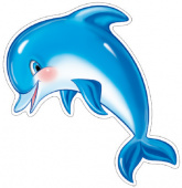 Плакат вырубной А4 "Дельфин" с блестками, уф-лак