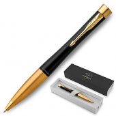 Ручка подарочная шариковая PARKER Urban Core K314, Muted Black GT 1,0 мм, синяя, поворотный механизм, цвет корпуса-черный/золотой