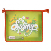Папка для тетрадей А5 Пчелка "Spring" пластик, с дизайнерским рисунком, молния сверху