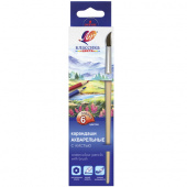 Цветные карандаши акварельные Луч "Классика цвета" 6 цветов, с кистью, шестигранные, деревянные, картонная коробка, европодвес