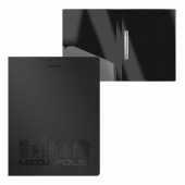 Папка на 2-х кольцах пластиковая А4 ErichKrause "Megapolis" черная, 35 мм, толщина пластика 800 мкм, внутренний карман