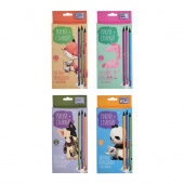 Цветные карандаши Bruno Visconti "РИСУЙ И СТИРАЙ" 12 цветов, трехгранные, пластиковые, с ластиком, точилка, картонная упаковка, европодвес