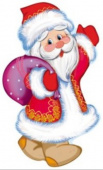 Вырубная фигурка "Дед Мороз с мешком", двухсторонняя, (блестки в лаке), (М-12996)