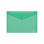 Папка-конверт на кнопке ERICH KRAUSE "Classic" А4, 180 мкм, полупрозрачная, зеленая
