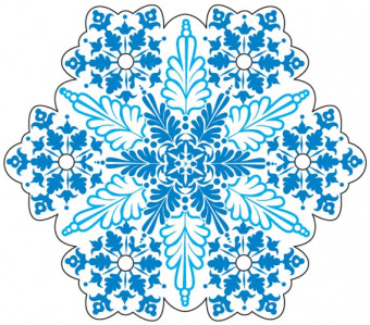 Вырубная фигурка "Снежинка" односторонняя, блестки в лаке (М-12883)