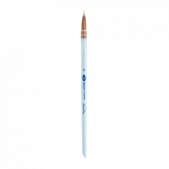 Кисть "Белые ночи" колонок+белая синтетика №6, круглая, короткая ручка, матовая, голубая со скосом