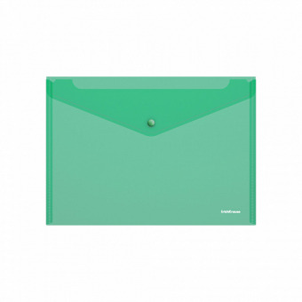Папка-конверт на кнопке ERICH KRAUSE "Classic" А4, 180 мкм, полупрозрачная, зеленая