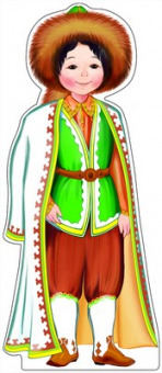 Плакат вырубной А3 "Мальчик в башкирском костюме" с блестками,  уф-лак