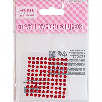 Стразы самоклеящиеся deVENTE "Dots" (круглые) 4мм, 100 шт., цвет красный, в пластиковом пакете