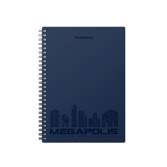Тетрадь общая ERICH KRAUSE "Megapolis" А5, на спирали, 80 листов, клетка, пластиковая обложка