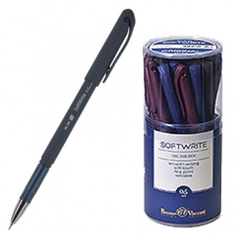 Ручка шариковая Bruno Visconti "SoftWrite. Original" 0,5 мм, синяя, чернила на масляной основе, покрытие soft-touch