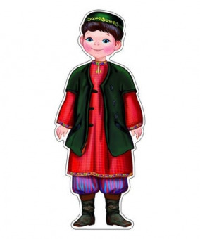 Плакат вырубной А3 "Мальчик в татарском костюме" с блестками,  уф-лак