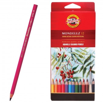 Цветные карандаши KOH-I-NOOR "MONDELUZ" 12 цветов, акварельные, художественные