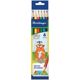 Цветные карандаши Berlingo "Жил-был кот" 6 цветов, трехгранные