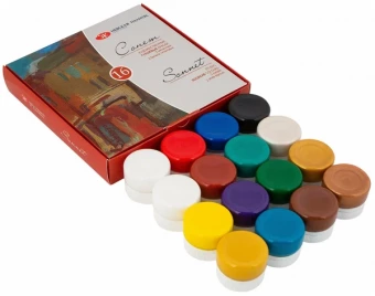 Набор художественных гуашевых красок "СОНЕТ" 16 банок по 20 мл, картонная коробка