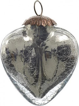 Стеклянная елочная игрушка Decoris "Изящное сердечко" 7,5 см, серебрянный, подвеска